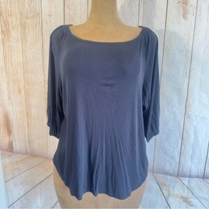 Lark & Ro Women's Charcoal Grey Top, 3/4 sleeve XXL Boatneck, elastic sleeve